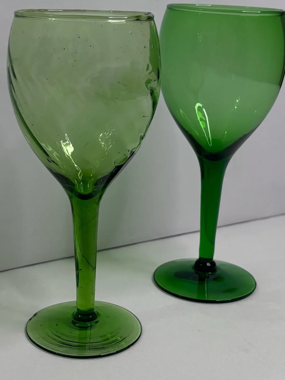 Green Stemware Wine Glasses Set of 2